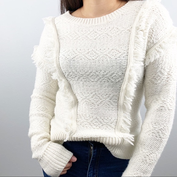 GAP Sweaters - GAP trendy fringe ivory cream sweater